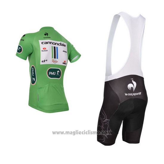 2013 Abbigliamento Ciclismo Cannondale Lider Verde e Bianco Manica Corta e Salopette